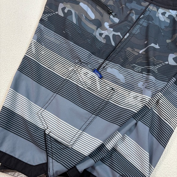 Aftco Joy Division 9" Board Shorts Men's 32 Blue Camo Stripe Swim Trunks Fishing - Picture 5 of 16